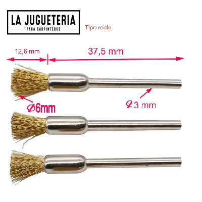 [A1069] Mini cepillos rotativos de latón para Dremel y Mototool- Juego de 5 piezas  Tipo "Recto" 