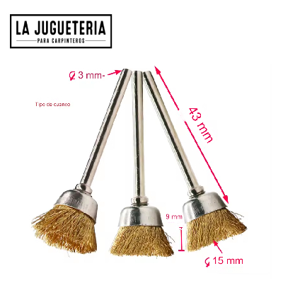 [A1068] Mini cepillos rotativos de latón para Dremel y Mototool- Juego de 5 piezas  Tipo "Cuenco"  