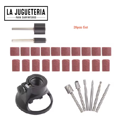 [A1065] Lijas y base para Dremel y Mototool- Juego de  29 pz