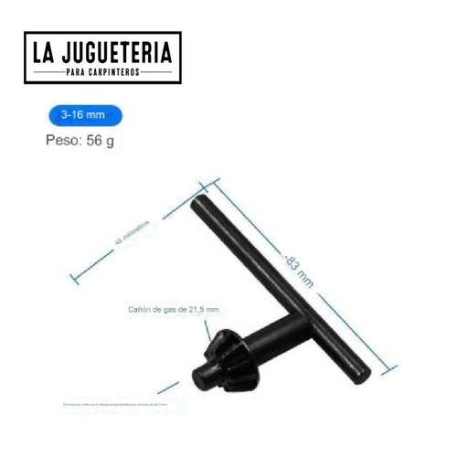 [A1066] Llave de mandril de taladro de 16 mm Longitud 