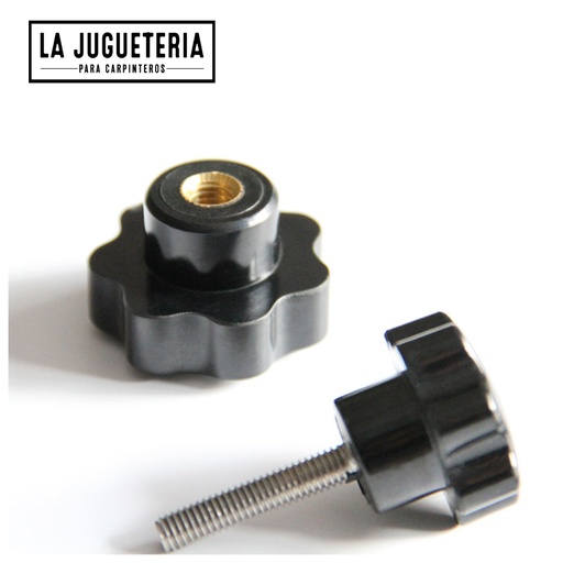 [A1073] Perilla de sujeción tipo tuerca estrella M6  tornillo 50mm  Paquete 5 pcs 