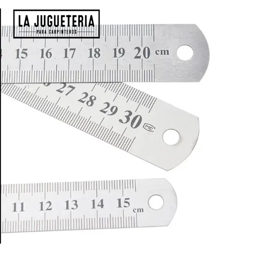 [A1090] Regla Metálica de Doble Cara con Escala en Centímetros y Pulgadas -20cm 