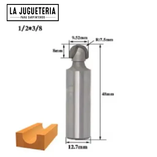 Fresa de Media Bola 1/2" x 3/8" Nose Ref:G75