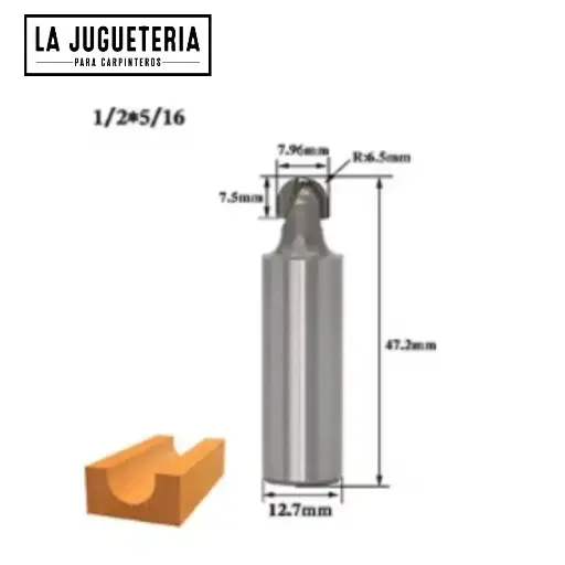 Fresa de Media Bola 1/2" x 5/16" Nose Ref:G76