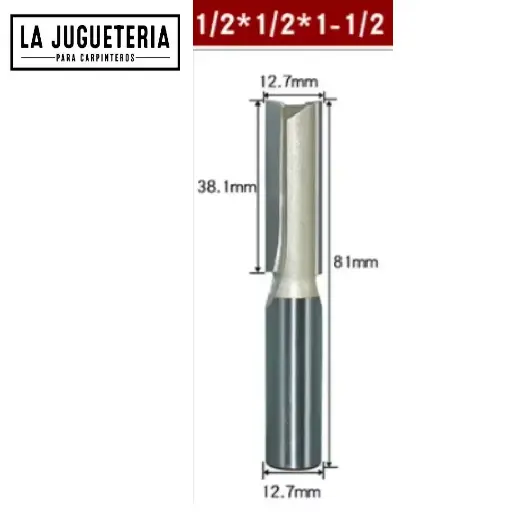 Fresa recta CNC – Corte 1/2" (12.7 mm), profundidad 1-1/2" (38.1 mm), vástago 1/2" (12.7 mm)  Ref:G82