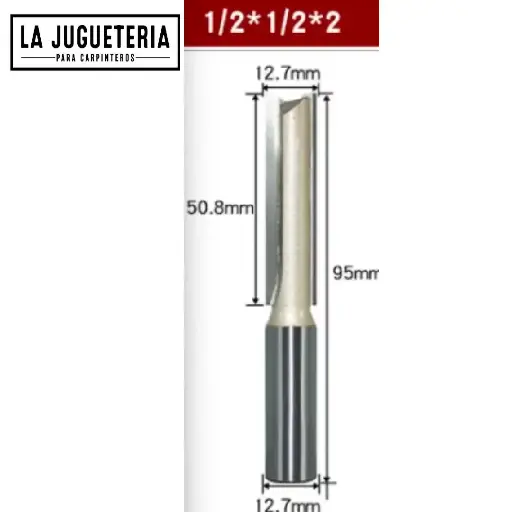 Fresa recta CNC – Corte 1/2" (12.7 mm), profundidad 2" (50.8 mm), vástago 1/2" (12.7 mm)  Ref:G83