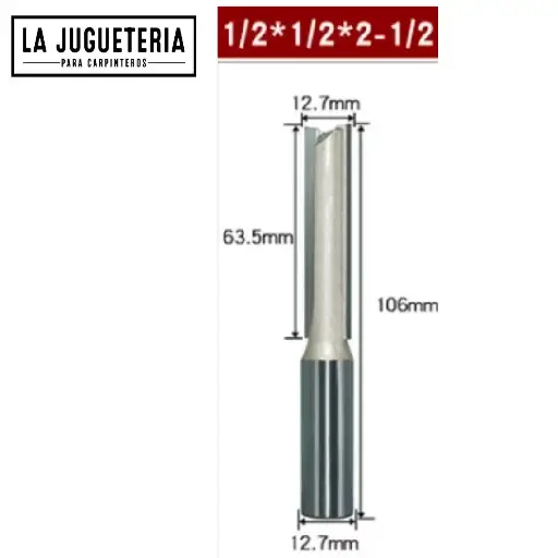 [A1109] Fresa recta CNC – Corte 1/2" (12.7 mm), profundidad 3", vástago 1/2" (12.7 mm) Ref:G106