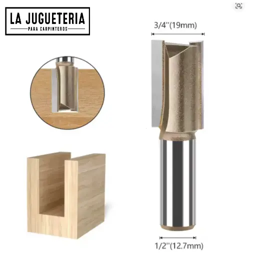 Fresa recta CNC – Corte 7/8" (22.22 mm), profundidad 20 mm, vástago 1/2" (12.7 mm)  Ref:G88