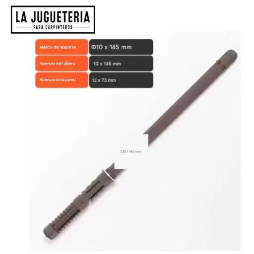 Soporte Oculto para Estantes Ø10×210 mm | Montaje Invisible para Tableros de Madera y Melamina 