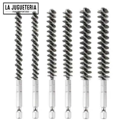 Set de 6 Cepillos Metálicos para Taladro con Vástago Hexagonal de 1/4", Diferentes Diámetros 