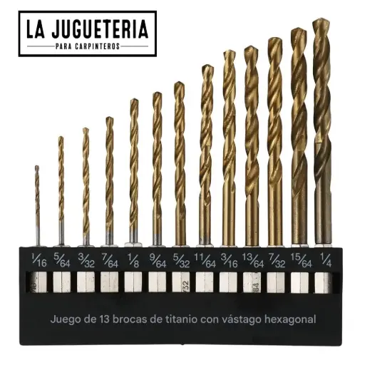 Juego de 13 brocas hexagonales recubiertas en titanio 