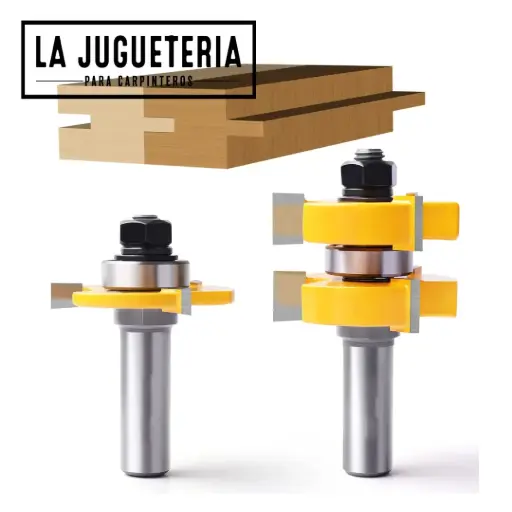 Fresas para machihembrar, lengüeta de 1/2" y central de 1/4. Vástago de 1/2". Set 2 pcs. Ref.G107 